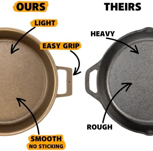 Stargazer 13.5-Inch Cast Iron Skillet | Made in USA, Seasoned, Premium Frying Pan for Grilling, Searing, Baking & More – Durable Cast Iron with Smooth Cooking Surface - Image 3
