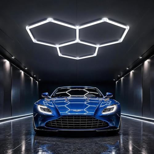 HYPERLITE Gen II Hexagon LED Lights: 105W 10500LM 3 Grids DIY Hexagon Led Lights, 6500K Ultra Bright, Easy Install, Durable Design for Garage, Car Detailing, Workshops, Basement, Gym by HYPERLITE