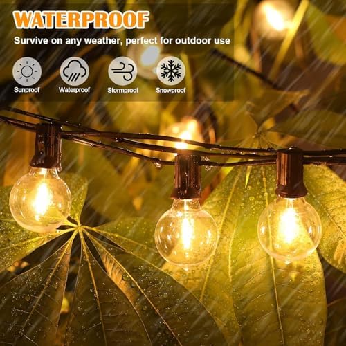 Brightever 120ft Outdoor G40 LED Globe String Lights Dimmable Waterproof Shatterproof Light Strings with 60+2 Bulbs Connectable Commercial Hanging Lights for Patio House Backyard Balcony - Image 2