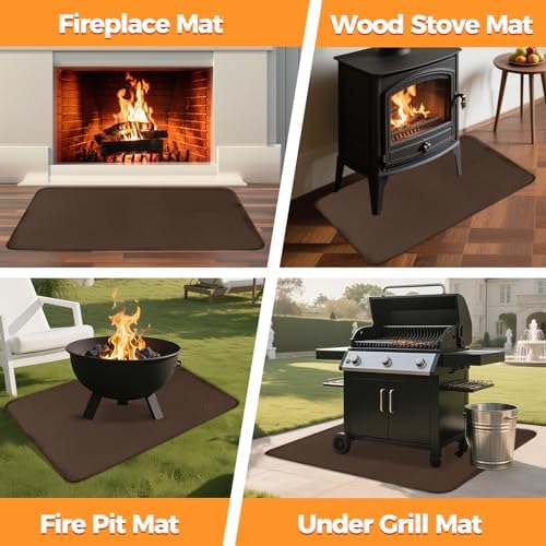 Fireproof Fireplace Rug for Home Protection, 3' x 2' x 0.04'', Brown - Image 7