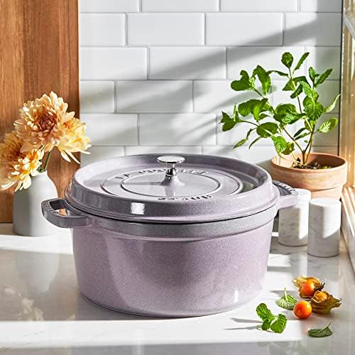 STAUB Cast Iron 7-qt Round Cocotte - Lilac - Image 2