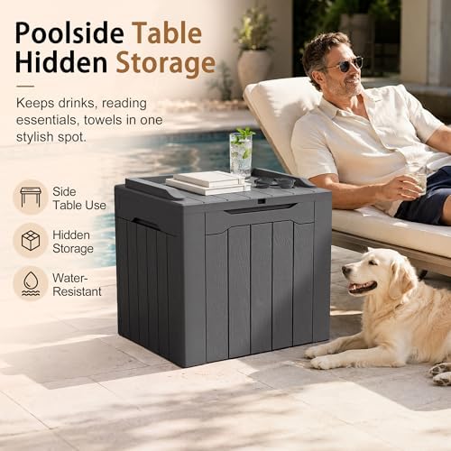 JUMMICO 31 Gallon Resin Deck Box Waterproof Outdoor Storage Boxes - Image 3