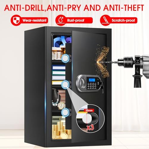 5.2 Cuft Large Safes for Home Use Fire and Water Proof, Anti-Theft Digital Security Safe Box With Programmable Keypad & Spare Keys, Home Safes Water and Fireproof for Money Valuables - Image 4