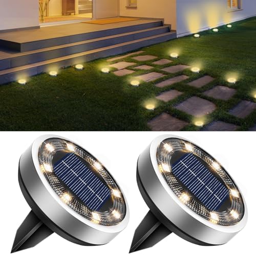 btfarm 2 Pack Solar Lights Outdoor Waterproof, 8 LED Solar Ground Lights by btfarmdecorativelighting
