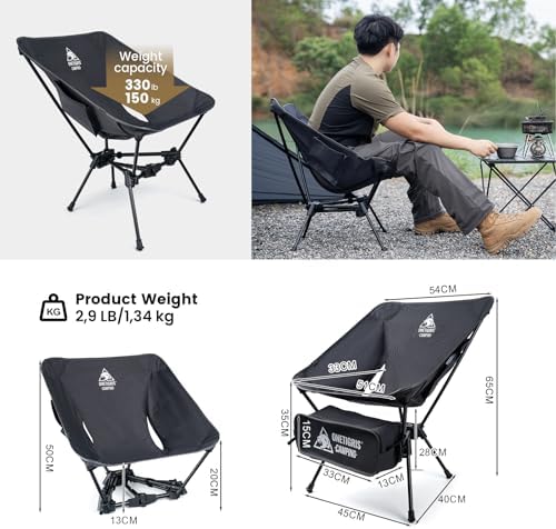 ONETIGRIS Tigerblade Camping Chair, Lightweight Folding Backpacking Hiking Chair, Compact Portable 330 lbs Capacity - Image 2