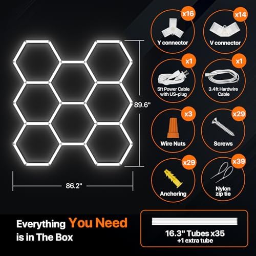 Hexagon Garage Lights: 245W 8 Grids Hexagon Led Lights 26950LM - Image 6