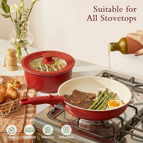 GiPP 21PCS Pots and Pans Set Nonstick Cookware Set with Detachable Handle - Image 5