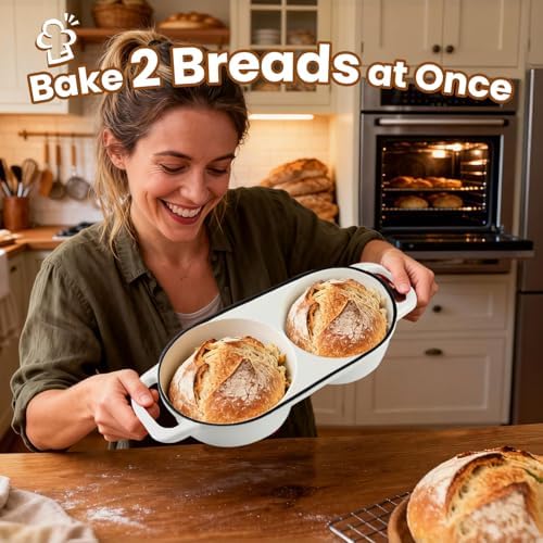 YONILL Mini Double Dutch Oven with Lid for Sourdough Bread Baking (White) - Image 2