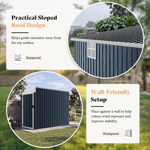 AMERLIFE 8x4 FT Lean-to Storage Shed with Lockable Door, Reinforced Frame - Image 3