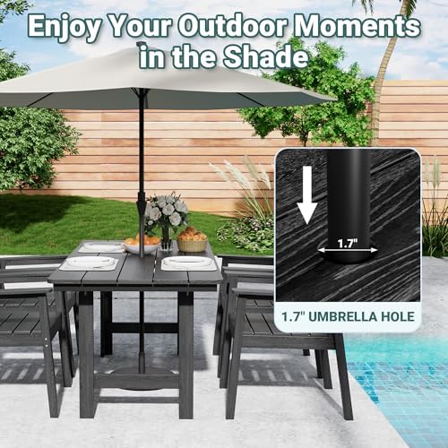 Pamapic Patio Dining Table Set, 5-Piece Outdoor Dining Set for 4, Black - Image 2