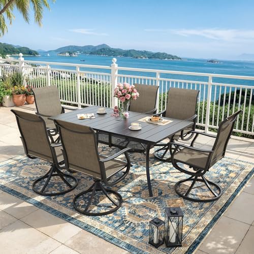 Outdoor Dining Table for 6, 59.2" Rectangle Outdoor Table with Adjustable Umbrella Hole and Storage Shelf, All-Weather Metal Patio Dining Table for Lawn Garden Backyard Deck, Black - Image 4