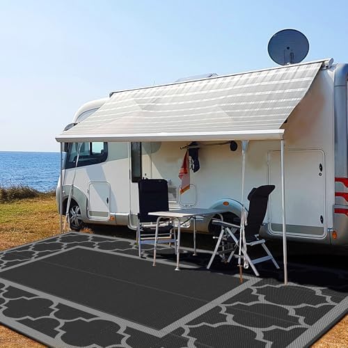 GENIMO Outdoor Rug, Waterproof Plastic Rugs 10'x14' for Camping Blue Gray - Image 4
