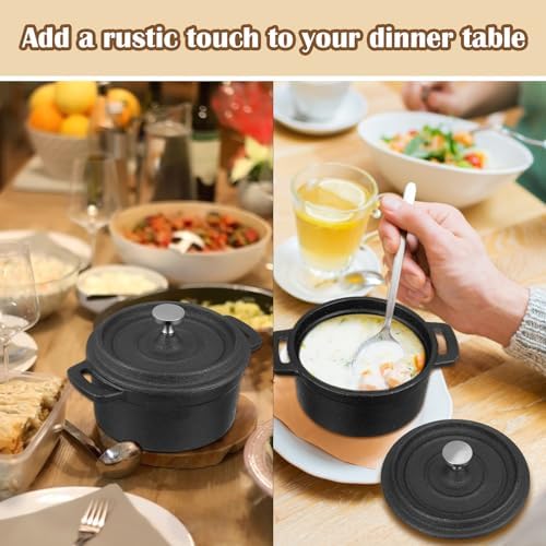 4 Pcs Mini Dutch Oven, 500F Small Round Iron Dutch Oven Pot, 20 oz - Image 5
