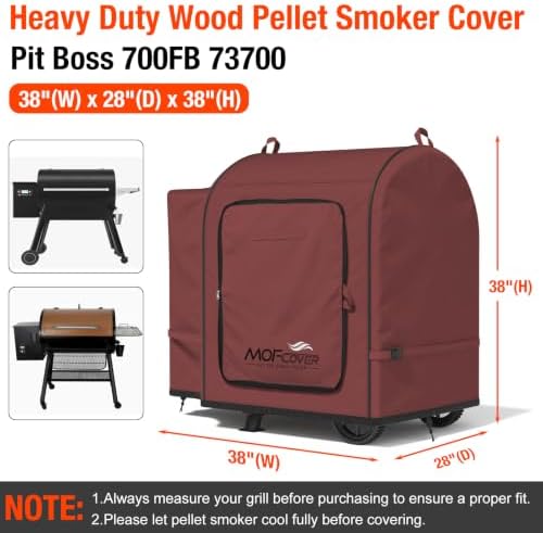 Foldable Grill Cover for Pit Boss 700FB 73700, Waterproof 600D Heavy Duty Wood Pellet Smoker Cover, Fade＆Tear Resistant Pellet Grill Cover for Lexington 500 540,Red - Image 5