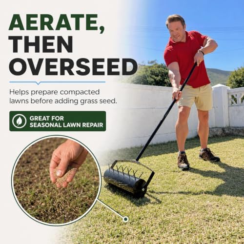 Manual Roller Lawn Aerator with Pre-Attached Spikes, Easy-to-Assemble - Image 4