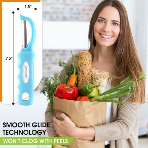 Spring Chef Swivel Potato Peeler for Kitchen w/Soft Grip Handle, Aqua Sky - Image 4