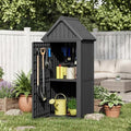 Fancyango Outdoor Resin Storage Cabinet Sturdy All-Weather Shed with Removable Shelves Lock Ring & Reinforced Floor – for Garden Patio Lawn (Black) by Warmnestforpets
