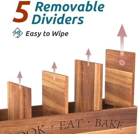Suli Extra Large Utensil Holder Countertop for Kitchen Counter,Acacia Wood - Image 4