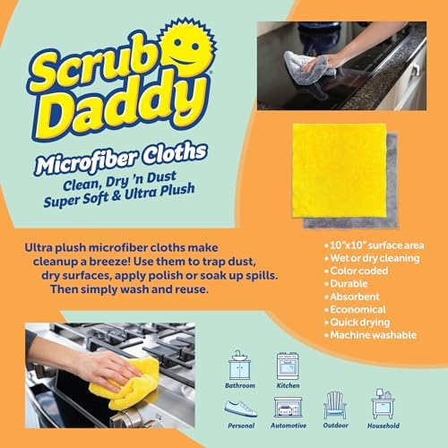 Scrub Daddy Household Cleaning + BBQ Bundle - BBQ Daddy Bristle Free Grill Brush - 2 Microfiber Cleaning Towels - All Purpose Cleaner PowerPaste Cleaning Paste + Scrub Mommy Sponge - Image 5