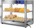 ROVSUN 2-Tier Food Warmer Pizza Warmer, Commercial Food Warmer Display with LED Lighting Removable Shelves Glass Door, Electric Countertop Food Warmer for Buffet Restaurant 110V 800W by ROVSUN