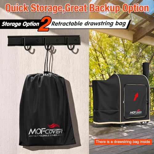 Foldable Grill Cover for Traeger Pro 22/575 Series, Waterproof 600D Heavy Duty Wood Pellet Smoker Cover, Fade＆Tear Resistant Pellet Grill Cover for Pro 20 Lil’ Tex Elite 22 Black - Image 3