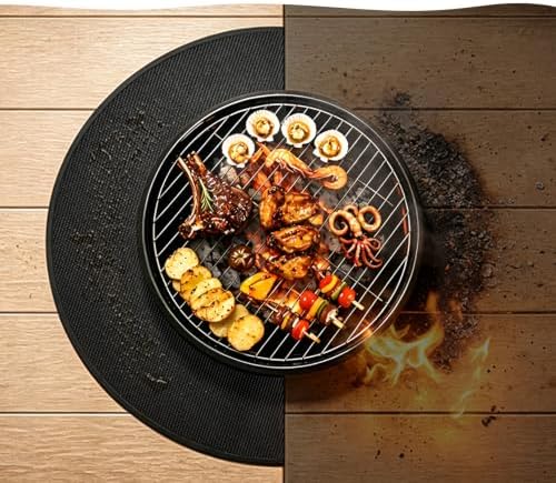 36" Round Fire Pit Mat for Solo Stove Bonfire, Fireproof Under Grill Mats for Outdoor Grill Deck Protector, Double-Sided Silicone Coating Heat Resistant BBQ Mat pad for Patio & Camping by Unknown