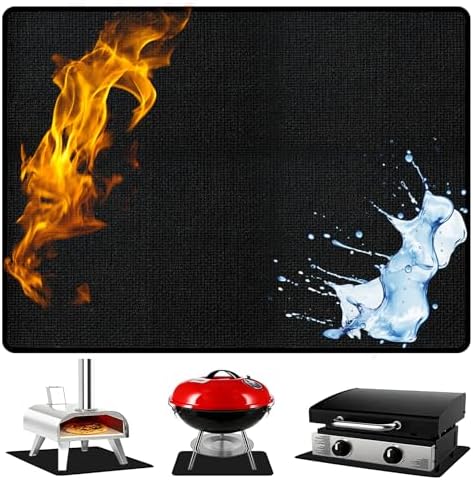 UBeesize 15 x 18 Inch 3-Layer Under Grill Mat For Outdoor Grill, Fireproof Double-Sided Silicone Coated Fire Pit Mat, Waterproof Oil-Proof Stain-Proof BBQ Protector for Decks, Patios，Grass & Fireplace by UBeesize