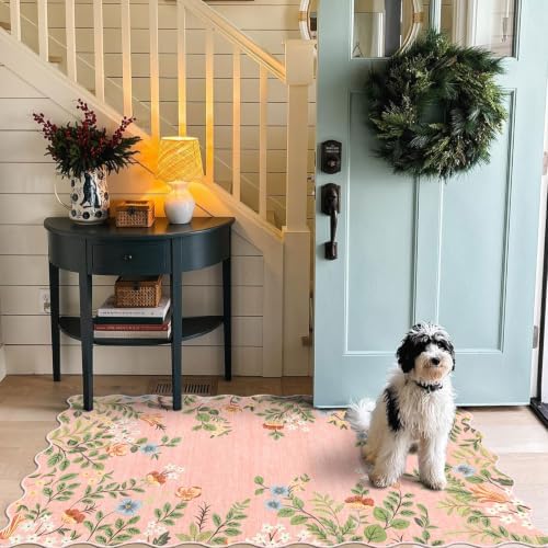 Pink Floral Entry Rug, 3x5 Ft Indoor Outdoor Mats for Front Door - Image 6