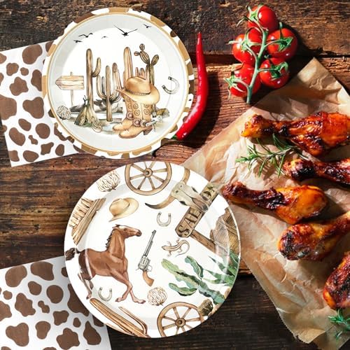 180PCS Cowboy Paper Plates and Napkins Party Supplies Serve 60 - Image 4