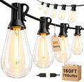 Outdoor String Lights 160FT(150+10) Waterproof, 75 LED S14 Shatterproof Edison Bulbs, 2FT Spacing, Extension Cord, Connectable Plug in Hanging Patio Lights for Outside, Backyard, Warm White by Unknown