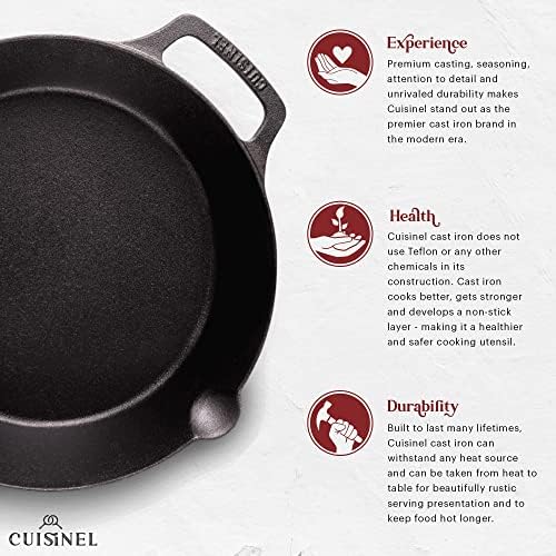 Cast Iron Skillet Set - 10" + 12"-Inch Dual Handle Frying Pans + Glass Lids + Silicone Handle Holder Covers - Pre-seasoned Oven Safe Cookware - Indoor/Outdoor Use - Grill, Stovetop, Induction Safe - Image 3