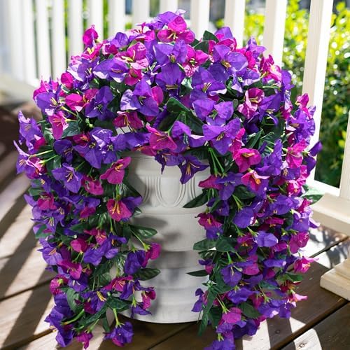 Faux Bougainvillea Artificial Flowers Plants for Outdoors Outside Decor, 2pcs Fake Flowers Silk Long Trailing Vines UV Resistant Realistic Faux Flowers for Front Door Porch Planter Balcony Yard, Mix - Image 2