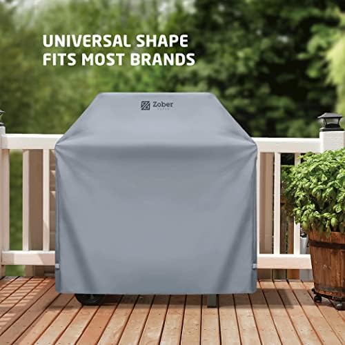 Zober BBQ Grill Cover - 64 Inch Waterproof Double Layered Fits Weber Gas Grill Cover Charbroil Grill & Smoker - Gas Grill Covers w/ Air Vents, Dual Handles - 600D Oxford Fabric, Gray - Image 6