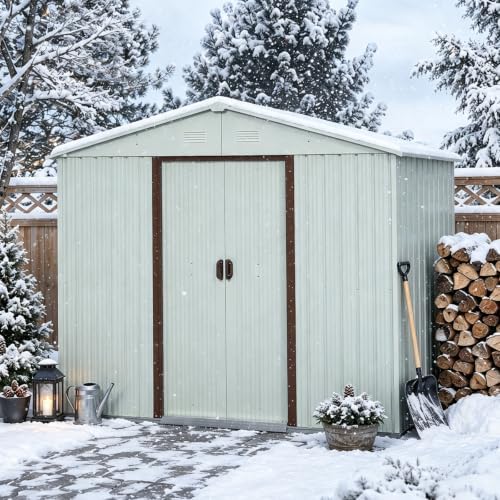 8X4 FT Outdoor Metal Storage with Lockable Sliding Doors - Image 2