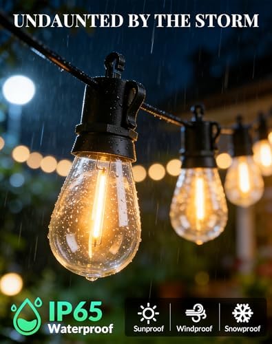 Outdoor String Lights Patio Light - 150Ft Outside Waterproof Edison Bulbs - Image 3