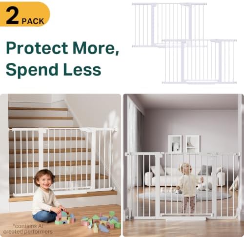 Cumbor 2-Pack 29.7-51.5 in Extra Wide Baby Gate for Stairs, Dog Gate White - Image 2