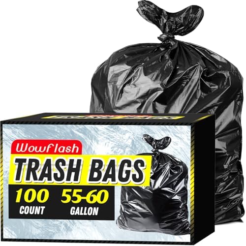 Wowflash 100 Count 55-60 Gallon Trash Bags by Wowflash