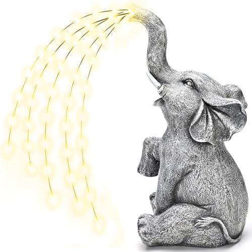GIGALUMI Elephant Statue Solar Garden Decor Yard Outdoor Gifts for Women by GIGALUMI