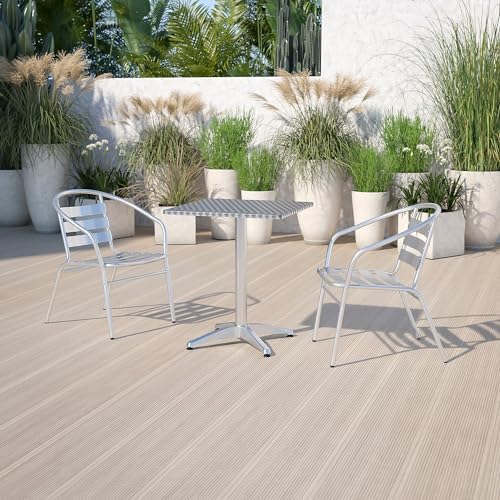 Flash Furniture 23.5 in Aluminum Indoor/Outdoor Square Table with Base - Image 2