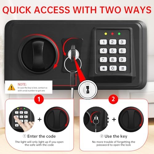 3.5 Cuft Large Safes for Home Use Water and Fireproof, Digital Security Fire Safe Box with Programmable Keypad, Key Lock & Removable Shelf, Anti-Theft Document Safe for Money, Medicine and Valuables - Image 5