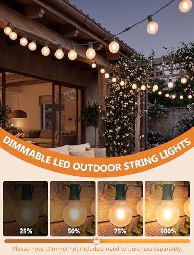 25FT LED G40 Frosted White Outdoor String Lights 27 Shatterproof Globe Bulb - Image 4