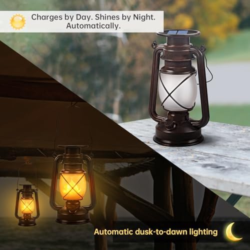 Marlrin Solar Lanterns Outdoor Waterproof 2 Pack LED Flickering Light - Image 2