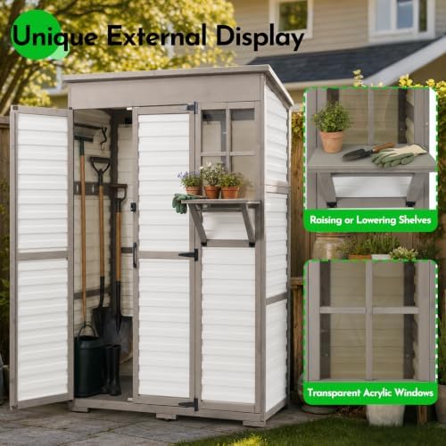 Large Outdoor Storage Cabinet with Dual-Zone Shelves, Garden Shed - Image 2