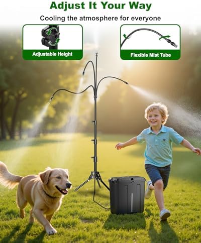 Ausic Portable Misting System with Stand, Water Cooling Misters Set for Outside Patio - 9L Bucket Built-in 10000mAh Battery & PCS Pump & Timer for Outdoor, Canopy, Sport, Golf, Beach, Greenhouse, Camp - Image 5