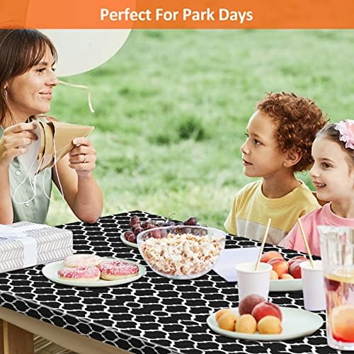 6ft 72in Picnic Table and Bench Cover, 3 Pack, Black-White Moroccan - Image 6