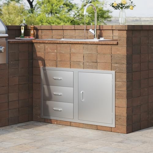 VEVOR Outdoor Kitchen Drawers 38.1"W x 22.6"H x 20.8"D Stainless Steel - Image 2