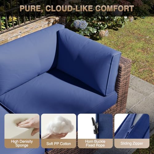 Aoxun Patio Furniture Sets, 8-Piece Outdoor Patio Furniture with 44'' Propane Gas Firepit Table, Wicker Outdoor Conversation Set Sectional Sofa for Backyard, Poolside, Garden - Image 4