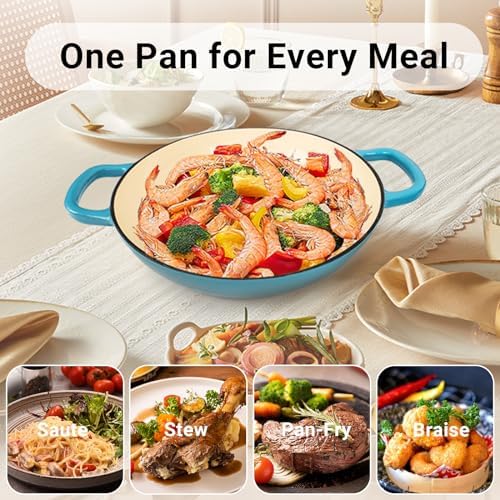 Enameled Cast Iron Dutch Oven, 3.8 Quart Dutch Oven Pot with Lid, Non Stick Cast Iron Pot, Round Oven Safe up to 500°F, Use for Marinate, Cook, Bake and Serve – Gradient Blue - Image 2