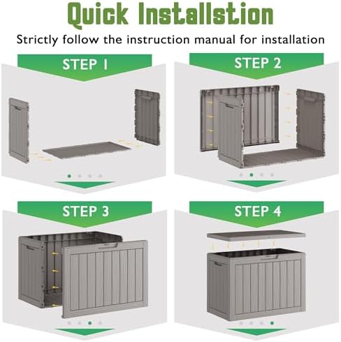 Outdoor Storage Waterproof Deck Box for Patio (55 Gallon, Grey) - Image 6