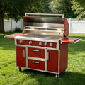 49" Red Stainless Steel Grill, 4 Burners & Infrared Burner, Natural Gas by Dvasovio